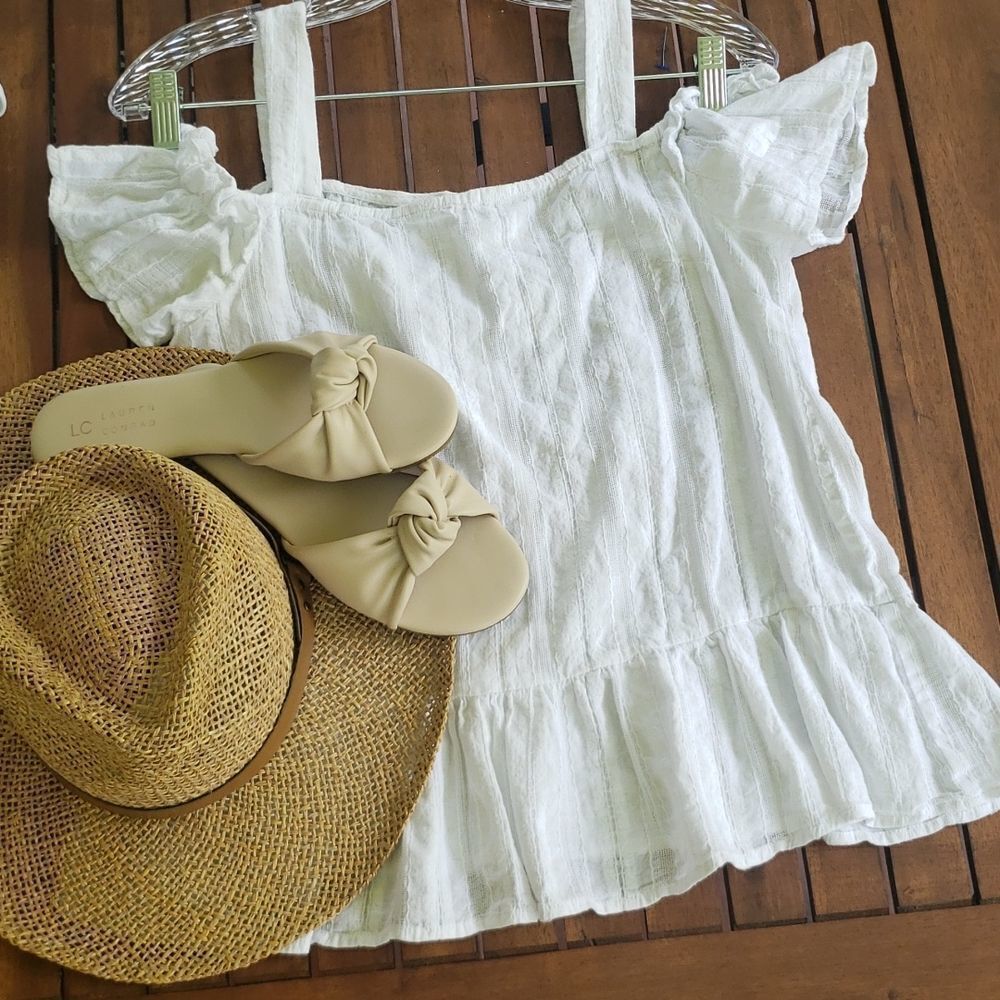 BCBG White Off the Shoulder Blouse